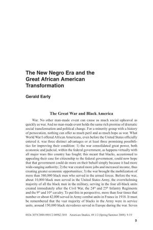 The New Negro Era and the Great African American Transformation