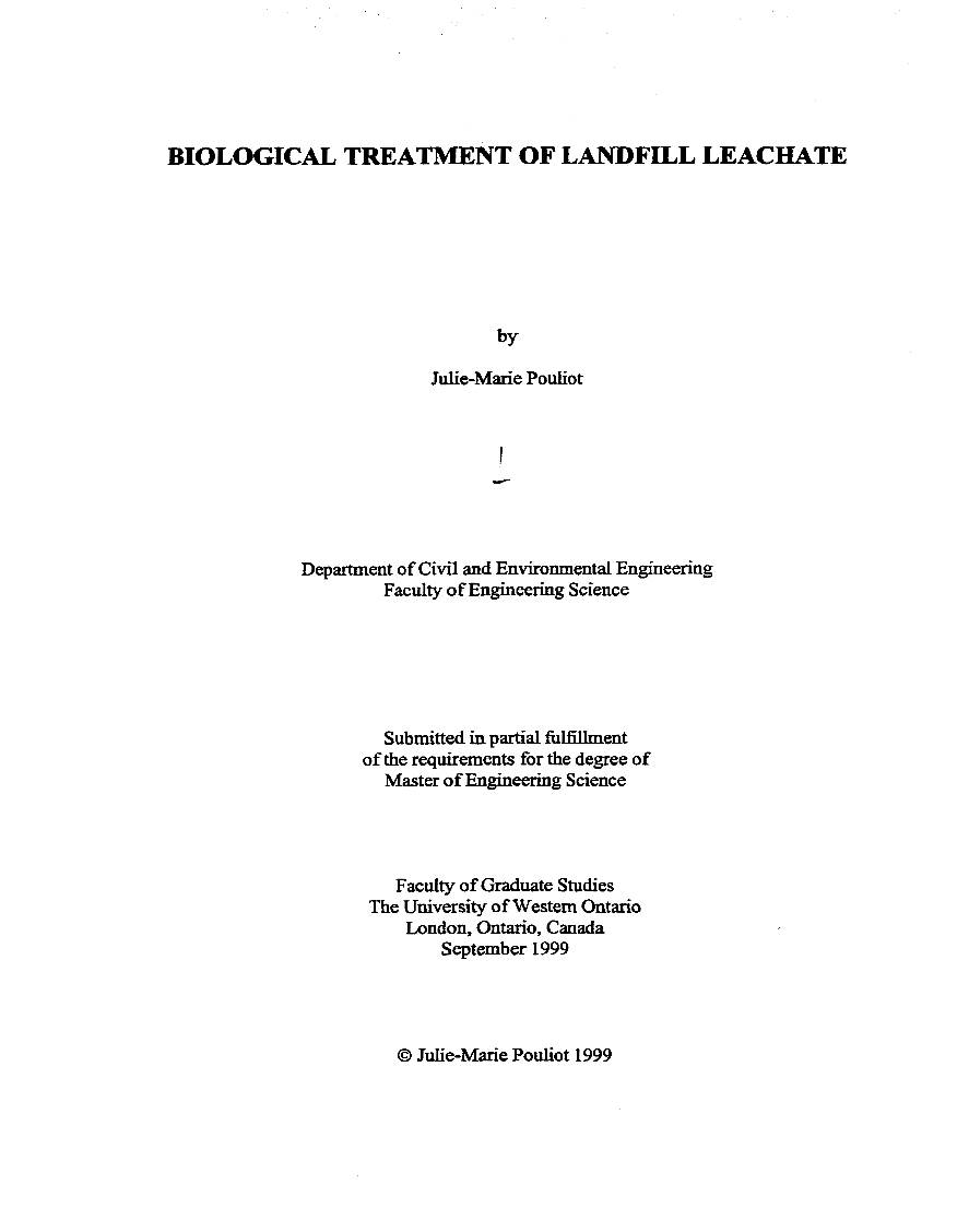 Biological Treatment of Landfill Leachate