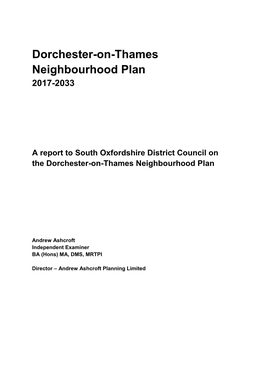 Dorchester-On-Thames Neighbourhood Plan 2017-2033