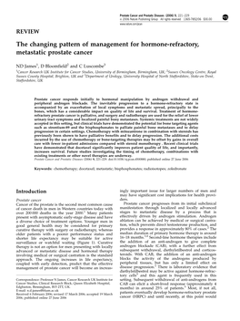 The Changing Pattern of Management for Hormone-Refractory, Metastatic Prostate Cancer