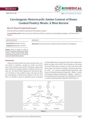 Carcinogenic Heterocyclic Amine Content of Home Cooked Poultry Meals: a Mini-Review