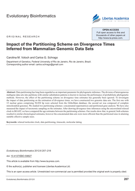 Impact of the Partitioning Scheme on Divergence Times Inferred from Mammalian Genomic Data Sets