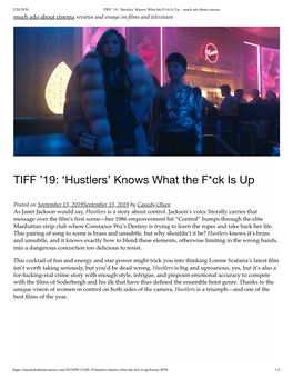 TIFF '19: 'Hustlers' Knows What the F*Ck Is up – Much Ado About Cinema