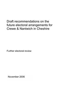 Draft Recommendations on the Future Electoral Arrangements for Crewe & Nantwich in Cheshire