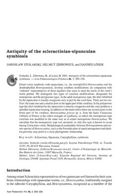Antiquity of the Scleractinian-Sipunculan Symbiosis