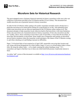 Microform Sets for Historical Research