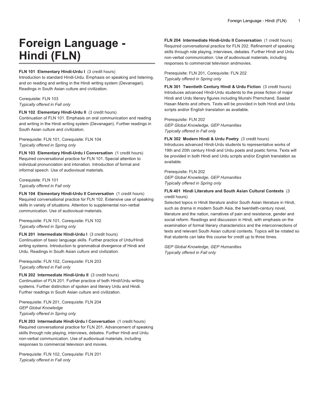 Foreign Language - Hindi (FLN) 1