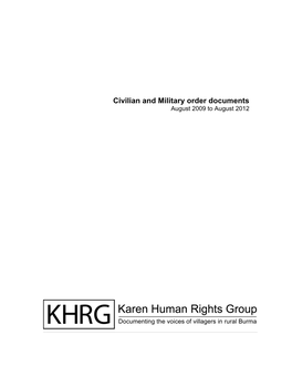 Civilian and Military Order Documents August 2009 to August 2012