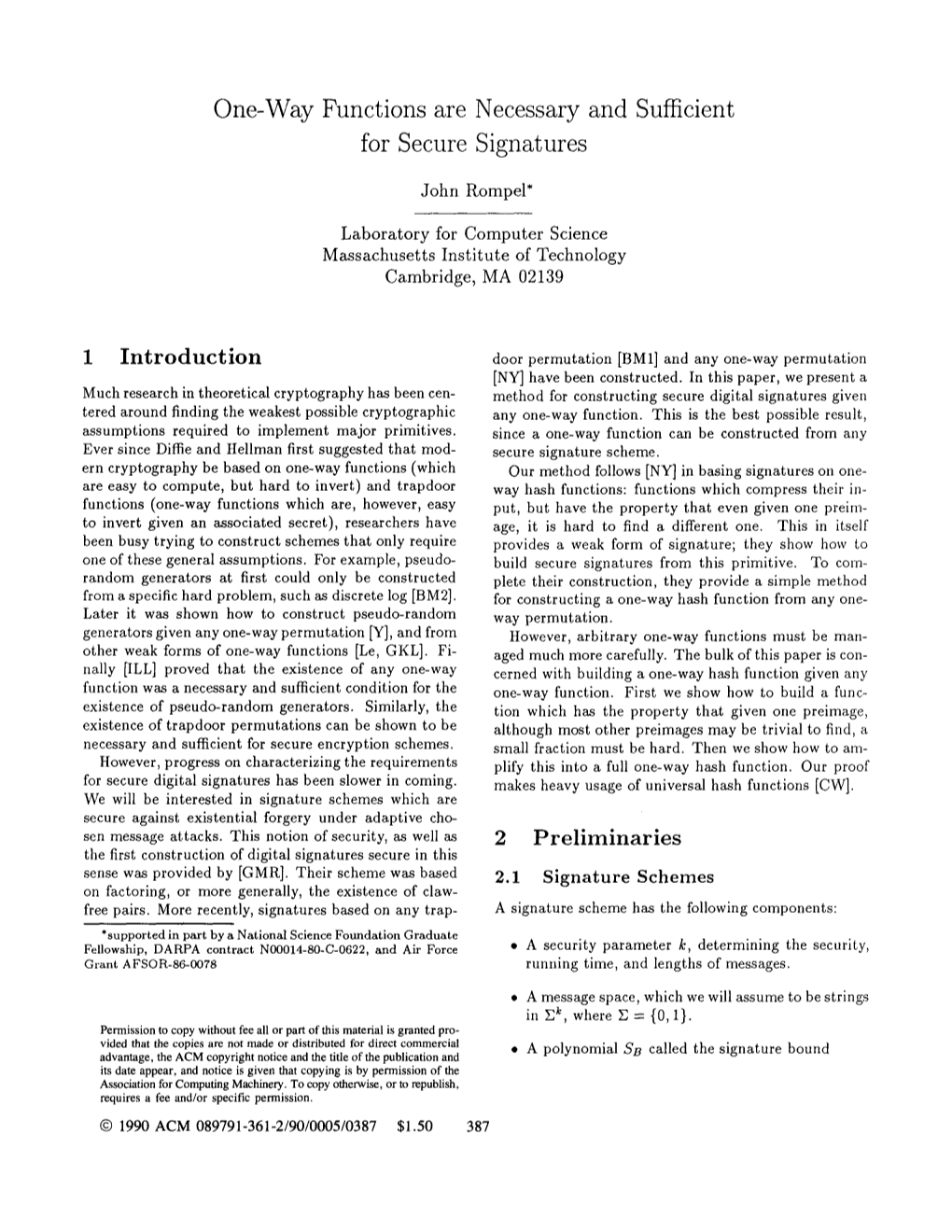 One-Way Functions Are Necessary and Sufficient for Secure Signatures