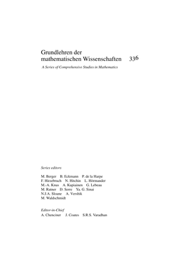 Grundlehren Der Mathematischen Wissenschaften 336 a Series of Comprehensive Studies in Mathematics