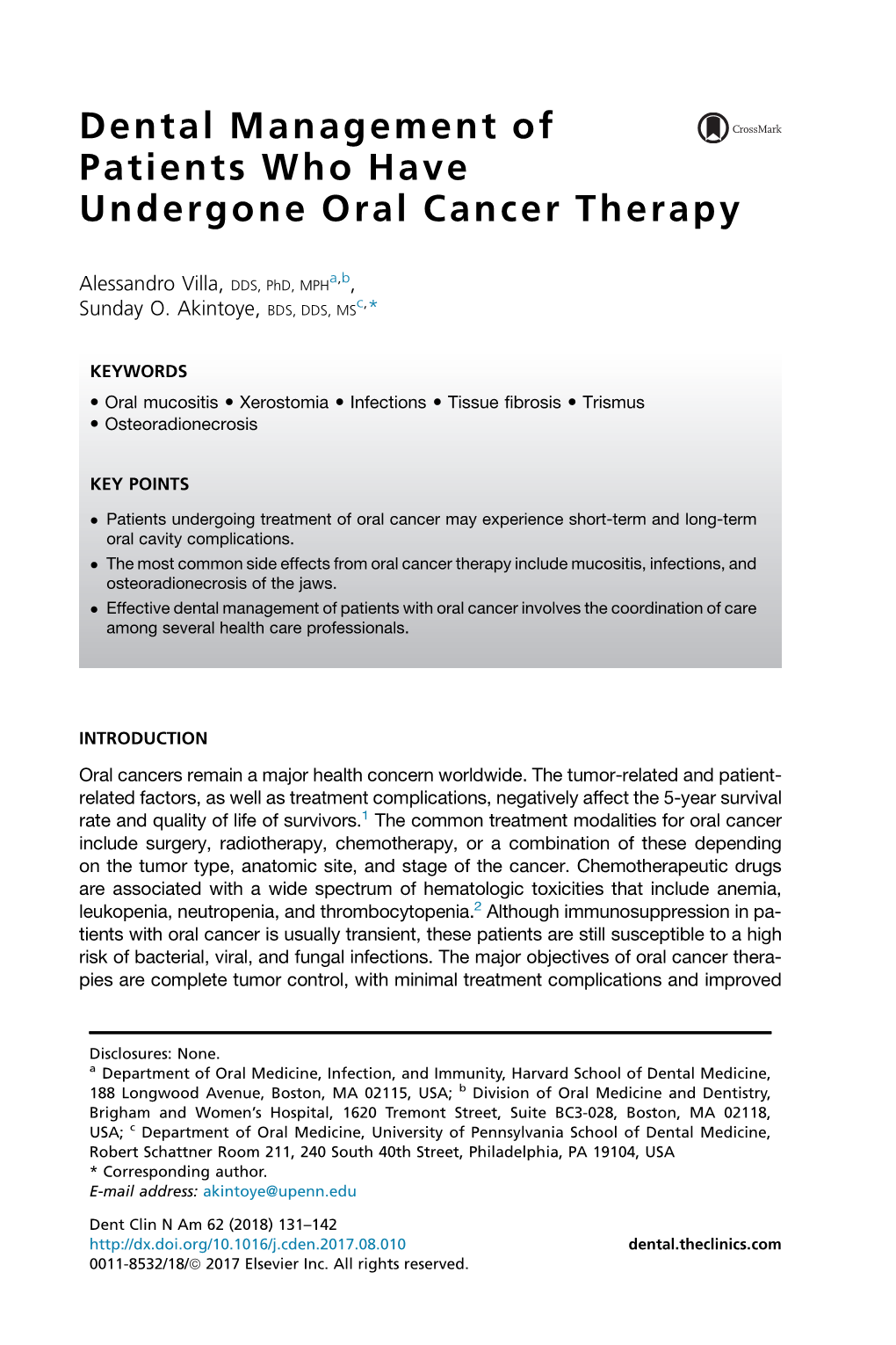 Dental Management of Patients Who Have Undergone Oral Cancer Therapy