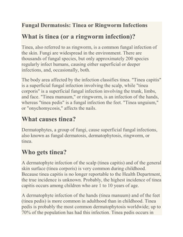 (Or a Ringworm Infection)? What Causes Tinea?