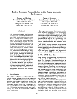 Lexical Resource Reconciliation in the Xerox Linguistic Environment