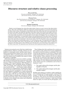 Discourse Structure and Relative Clause Processing