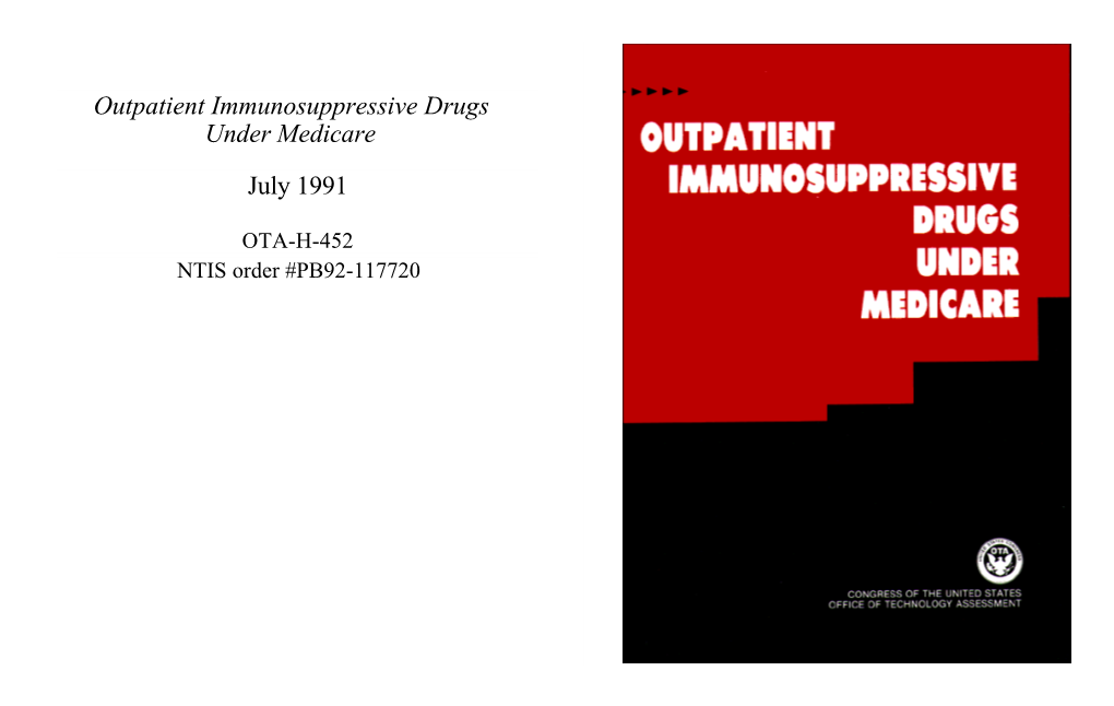 Outpatient Immunosuppressive Drugs Under Medicare