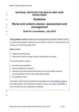 Guideline Renal and Ureteric Stones: Assessment and Management