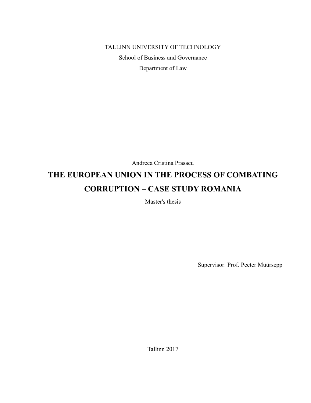 The European Union in the Process of Combating