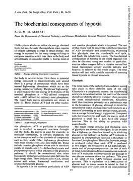 The Biochemical Consequences of Hypoxia