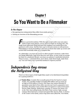 So You Want to Be a Filmmaker