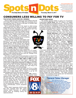 Consumers Less Willing to Pay for Tv