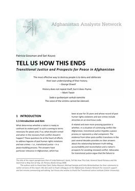 Tell Us How This Ends: Transitional Justice and Prospects for Peace In