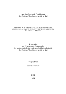 Aus Dem Institut Für Polarökologie Der Christian-Albrechts-Universität Zu Kiel Dissertation Zur Erlangung Des Doktorgrades De