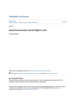 Racial Discrimination and the Right to Vote