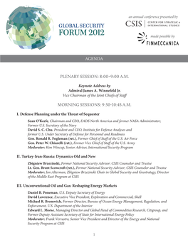 Agenda Plenary Session