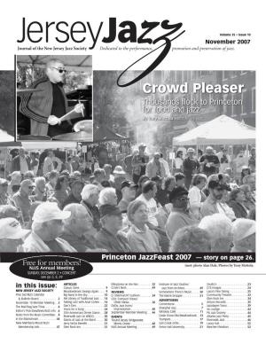Crowd Pleaser Thousands Flock to Princeton for Food and Jazz by Tony Mottola Editor Jersey Jazz
