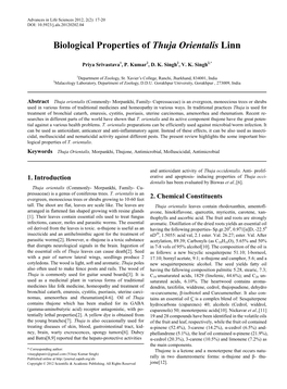 Biological Properties of Thuja Orientalis Linn