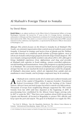 Al Shabaab's Foreign Threat to Somalia