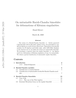 On Unitarizable Harish-Chandra Bimodules for Deformations Of