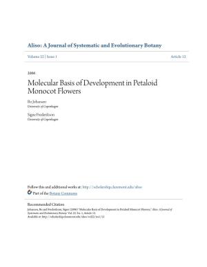 Molecular Basis of Development in Petaloid Monocot Flowers Bo Johansen University of Copenhagen
