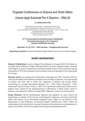 Pugwash Conferences on Science and World Affairs Unione Degli