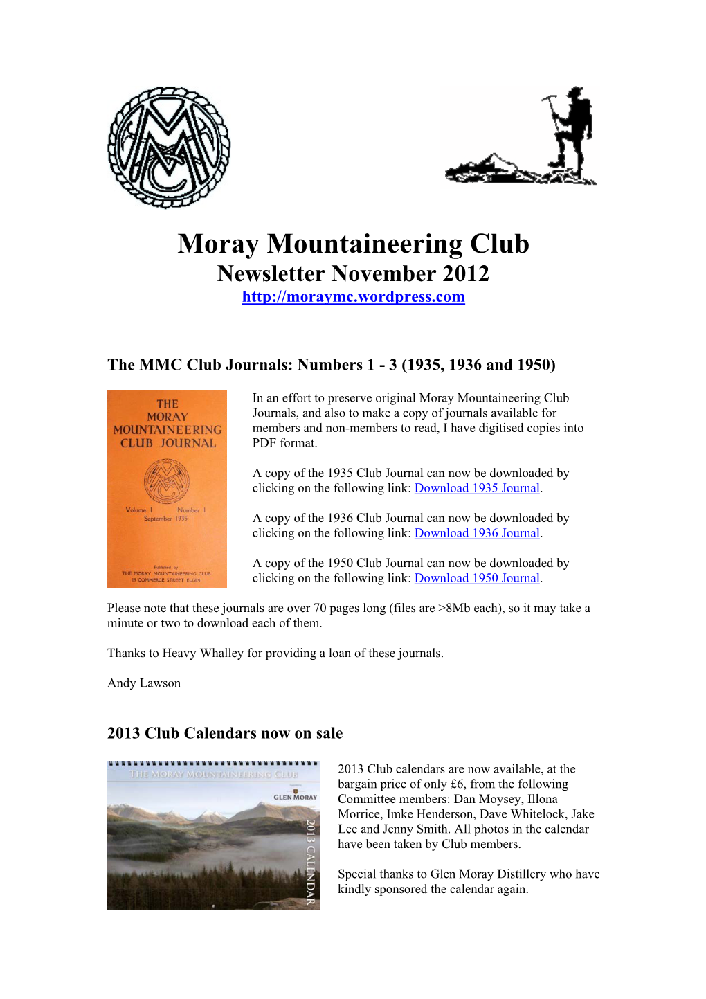 Moray Mountaineering Club Newsletter November 2012
