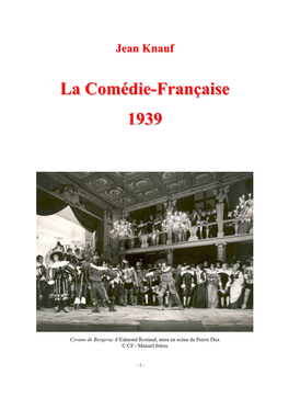 Jean Knauf. La Comédie-Française 1939 PPA