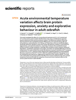 Acute Environmental Temperature Variation Affects Brain Protein