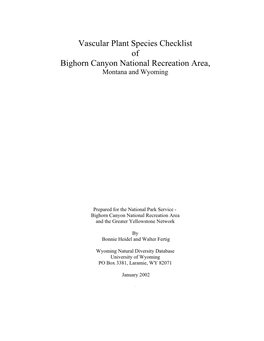 Rare Plants and Species Checklist Of