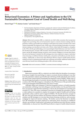 Behavioral Economics: a Primer and Applications to the UN Sustainable Development Goal of Good Health and Well-Being