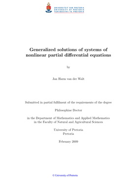 Generalized Solutions of Systems of Nonlinear Partial Differential Equations