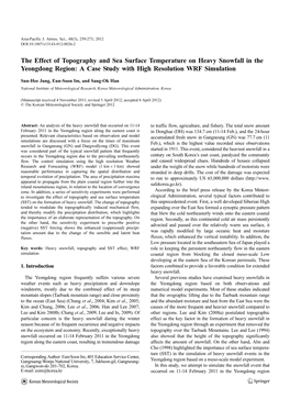 The Effect of Topography and Sea Surface Temperature on Heavy Snowfall in the Yeongdong Region: a Case Study with High Resolution WRF Simulation