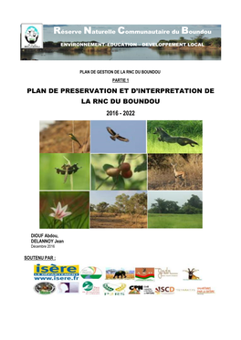 Plan De Preservation Et D'interpretation De La Rnc