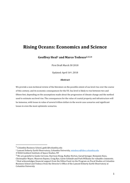 Rising Oceans: Economics and Science