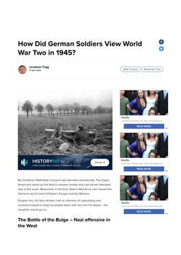 How Did German Soldiers View World War Two in 1945?