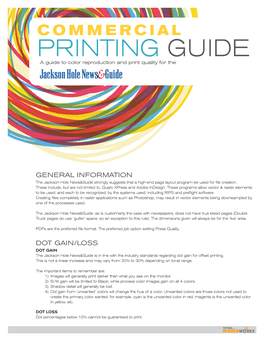 COMMERCIAL PRINTING GUIDE a Guide to Color Reproduction and Print Quality for The
