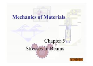 Mechanics of Materials Chapter 5 Stresses in Beams