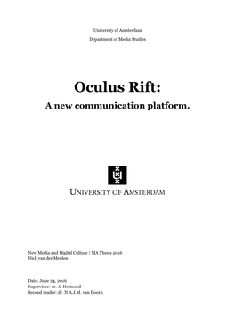 Oculus Rift: a New Communication Platform