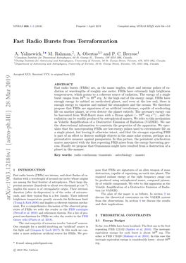 Fast Radio Bursts from Terraformation