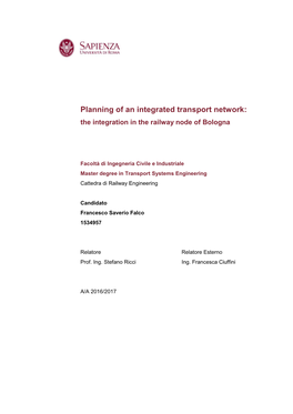 Planning of an Integrated Transport Network: the Integration in the Railway Node of Bologna