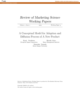 A Conceptual Model for Adoption and Diffusion Process of a New Product